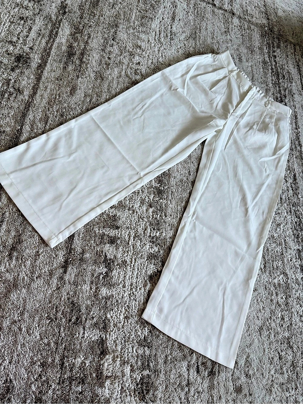 White Wide Leg Pants Size L Women Casual Trousers